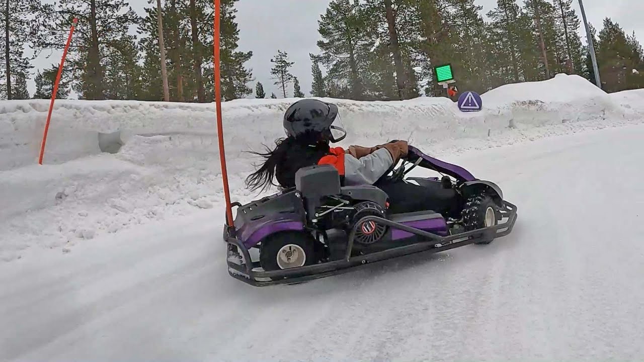 Ice-karting in Lapland with Maxwell's parents