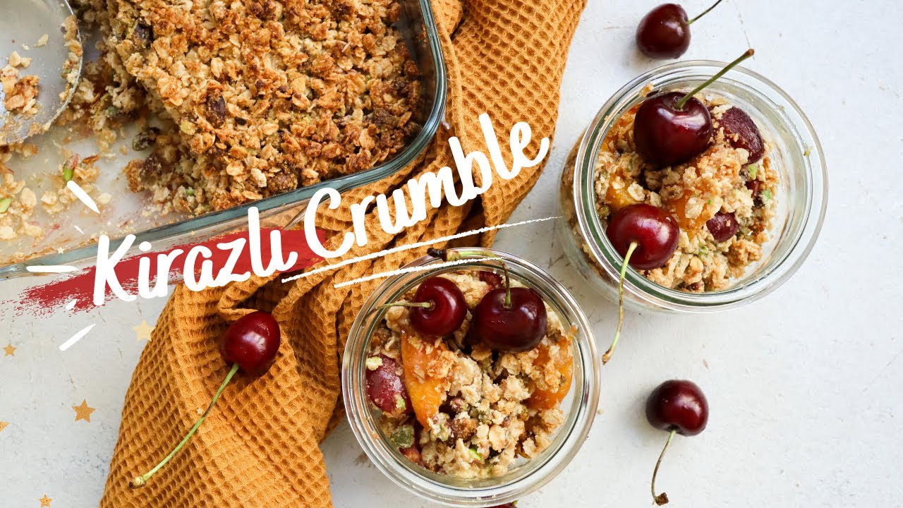 Kirazlı ve Şeftalili Glütensiz Vegan crumble 🍒🍑