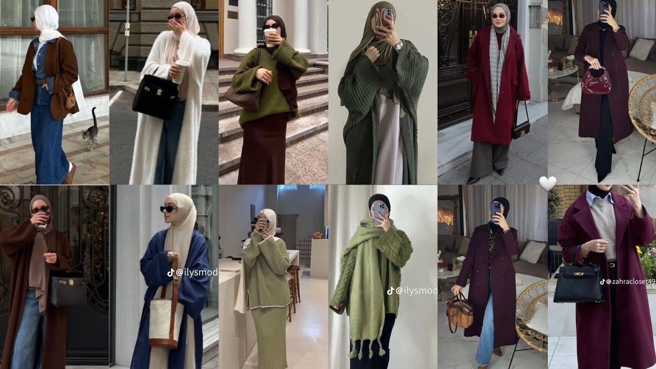 Hijab outfits for winter 🍂 hijabers style fashion idea 🍁
