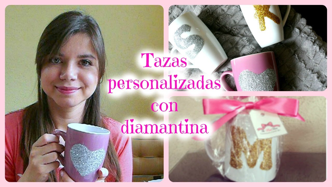 DIY Tazas personalizadas con diamantina/glitter