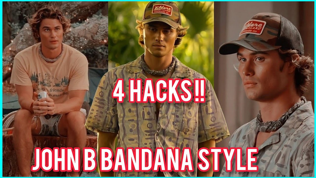 4 cool STYLES | HOW to TIE a BANDANA around YOUR NECK like JOHN  B