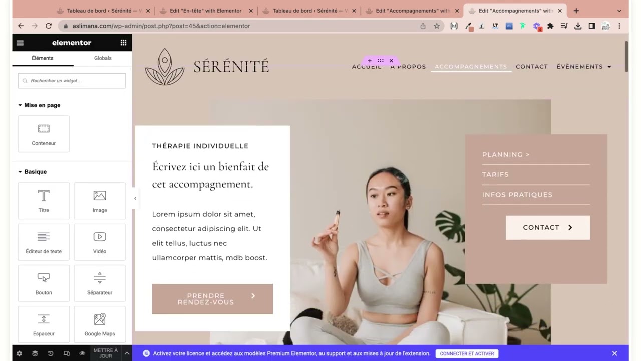 Ajouter / Modifier Menus WordPress Elementor