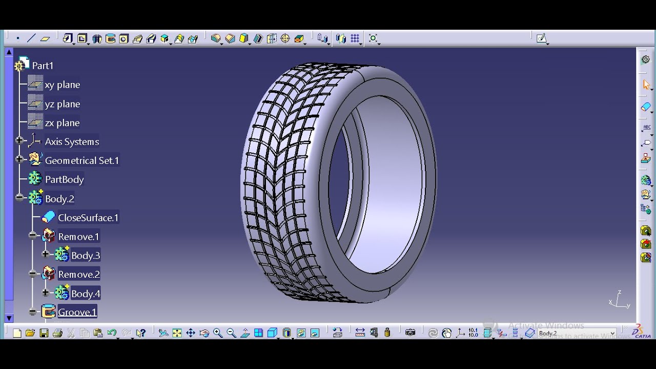 Catia V5 Tutorial | Tire Designing | Mechanical Design | Automobile Design