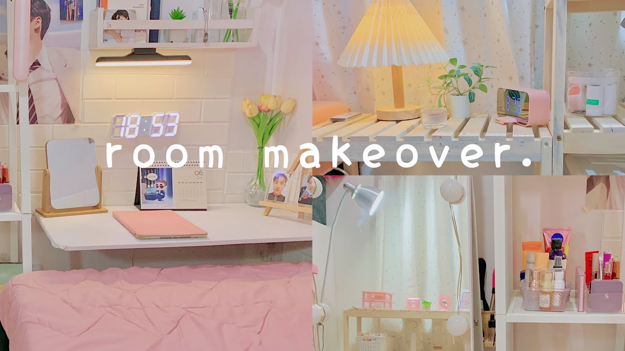 room makeover low budget 🛏️ simple & aesthetic ☁️
