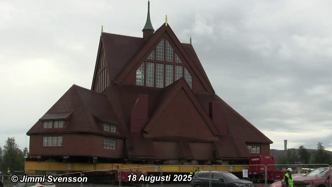 Kiruna Kyrka  Rekning av färdvägen  Dagen innan flytten  18 Aug 2025