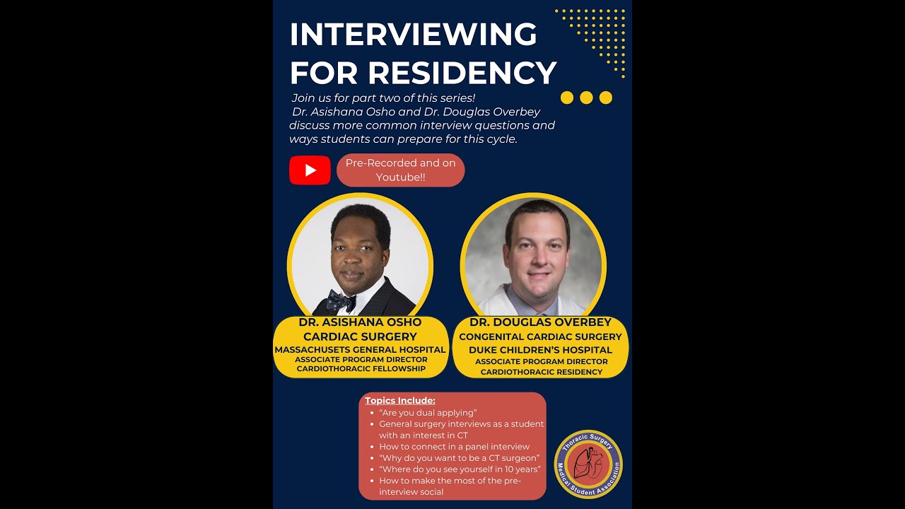 TSMA Residency Interview Advice Series Part 3 - Dr. Osho