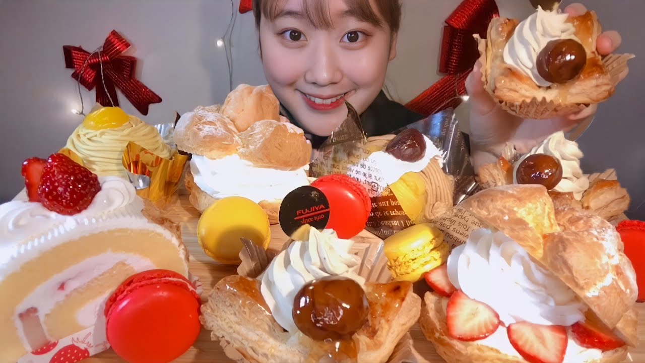ASMR 不二家 Cakes, Macaroons 케이크 마카롱【咀嚼音/Mukbang/Eating Sounds】
