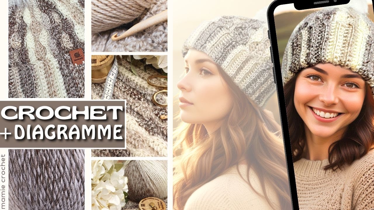 💗TENDANCE, AVEC DIAGRAMME & 1 SEULE PELOTE QUE DU BONHEUR !!😍 TUTO BONNET MIXTE JOLEEN @MamieCrochet