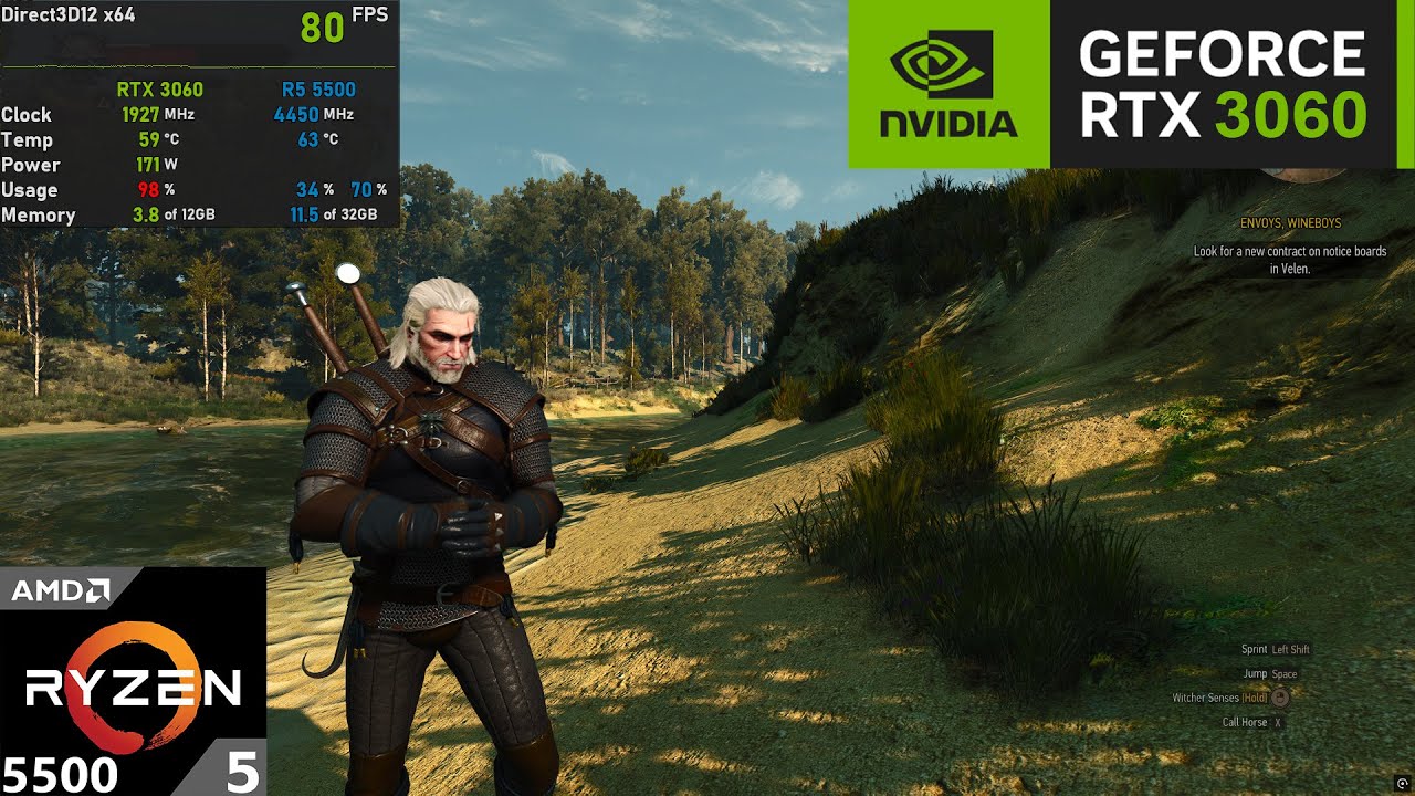 RTX 3060 12GB + Ryzen 5 5500 : The Witcher 3 Enhanced (Test in 2026)