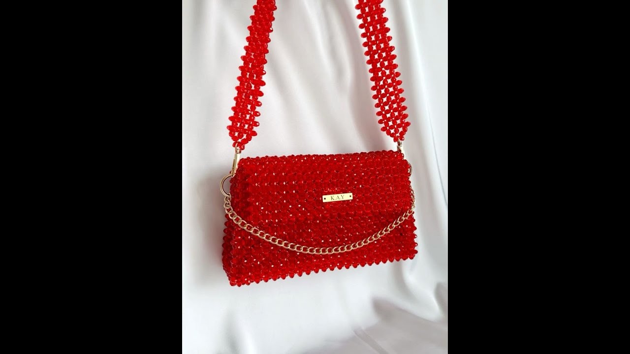 Beaded bag handle made of beadss#handmade#beads#crystal#crystalbags