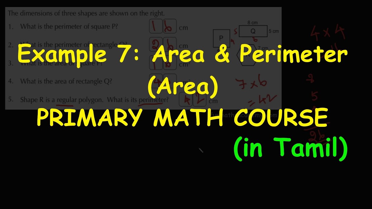 Example 7: Area | Perimeter & Area | 2D Shapes | Primary Math course(in Tamil)