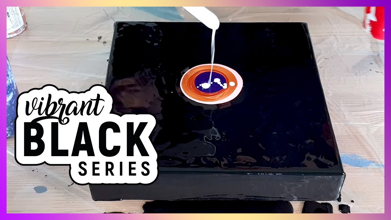Dutch Pouring Black Background - Vibrant Black Series #7 - Fluid Painting