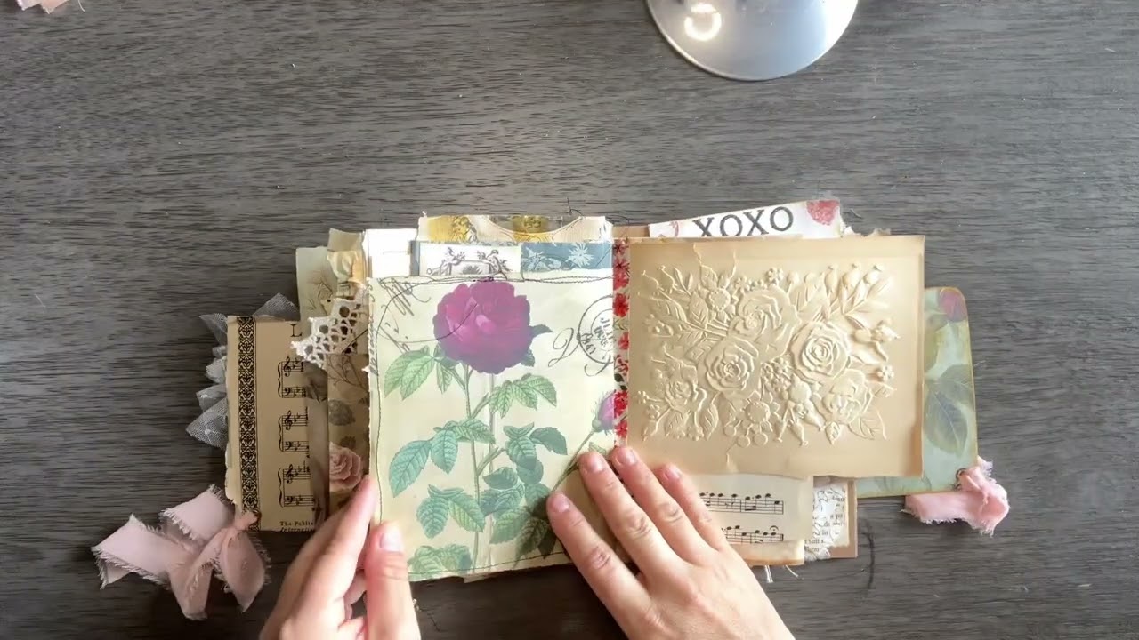 Junk Journal Flip Through. Romantic Valentine's day journal with Sam Poole newest kit.
