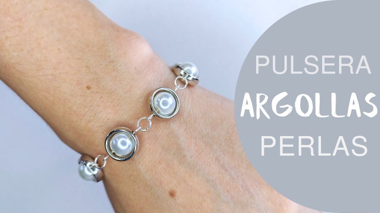 PULSERA ARGOLLAS DE PLASTIMETAL Y PERLAS