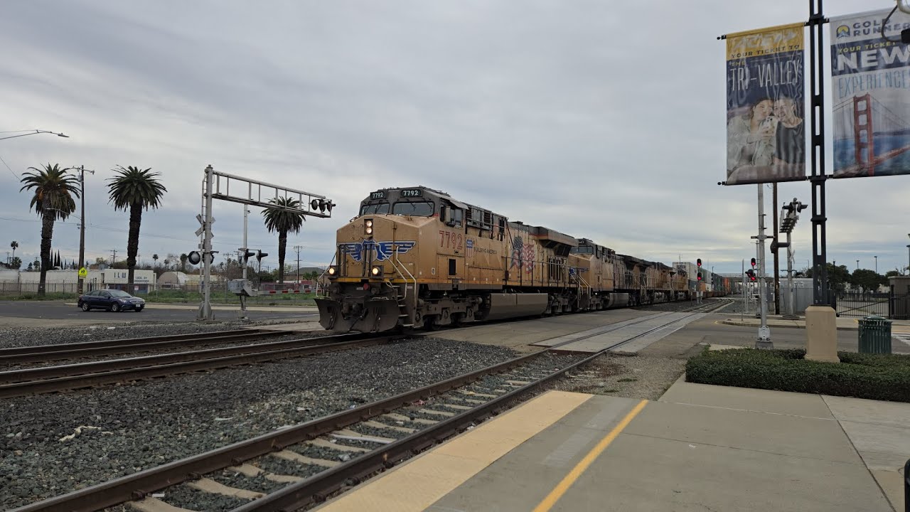 Union Pacific ZLCTM at Stockton Robert J. Cabral Station with UP #7792, #5647, #6530, and #7348
