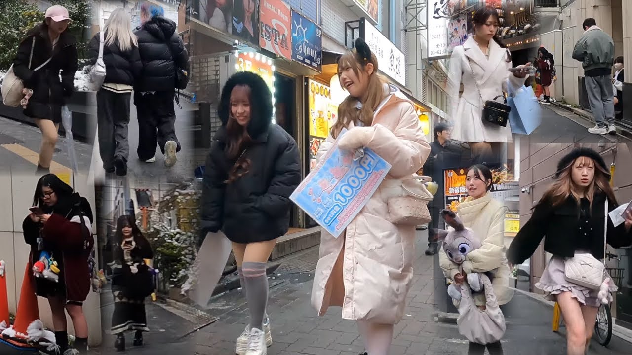 2月上旬日曜日雪の大久保・歌舞伎町周辺