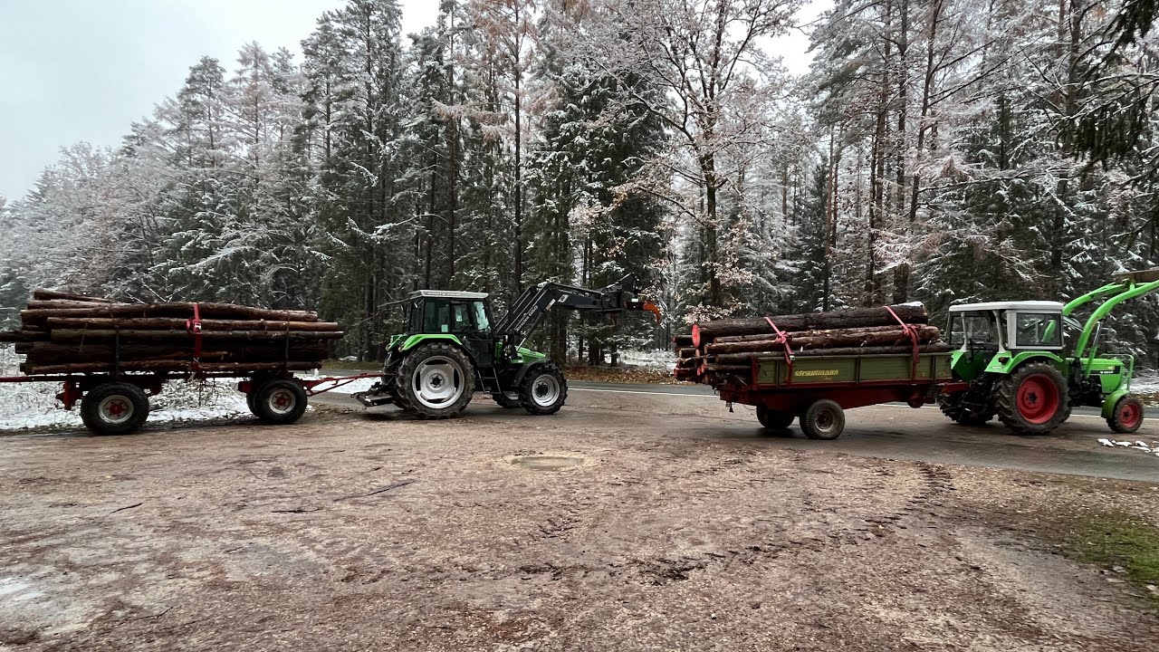 Holz fahren mit Langholzwagen Deutz AgroXtra 4.07 und Deutz D4507