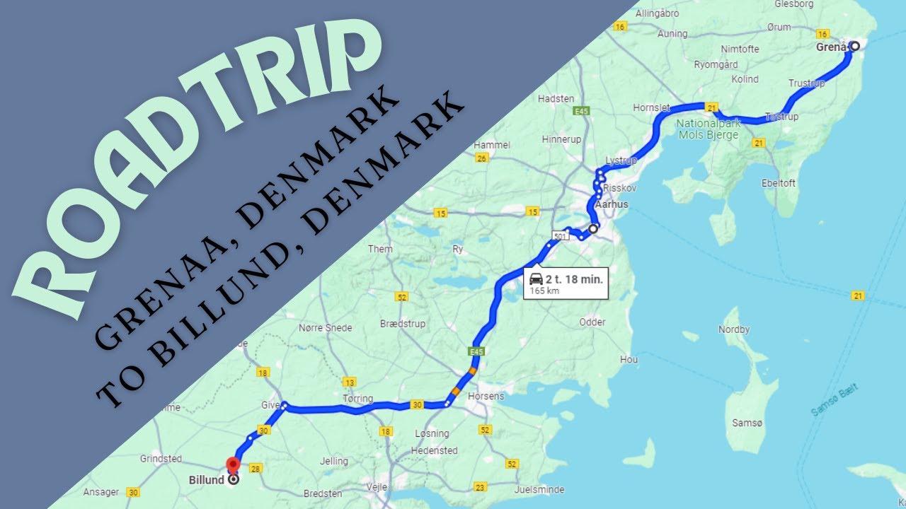 Roadtrip in the sunset/night from Grenaa, Denmark to Billund, Denmark