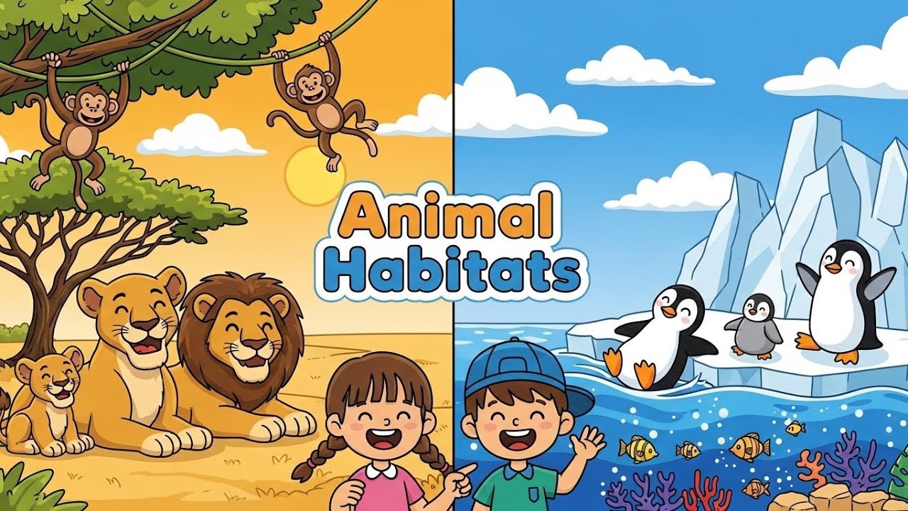 🦁🐧 Animal Habitats Song 🎵 | Fun Learning Song for Kids | Happy Tale & Tune