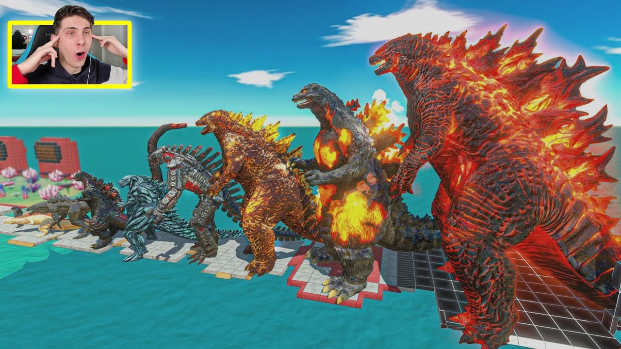 EVOLUCION DE BURNING GODZILLA TAMAÑO DE COMPARACION VS GHIDORAH + KING KONG - REACCION THEKALO