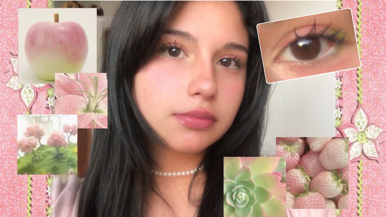 Rosadito y verde douyin makeup 🪷