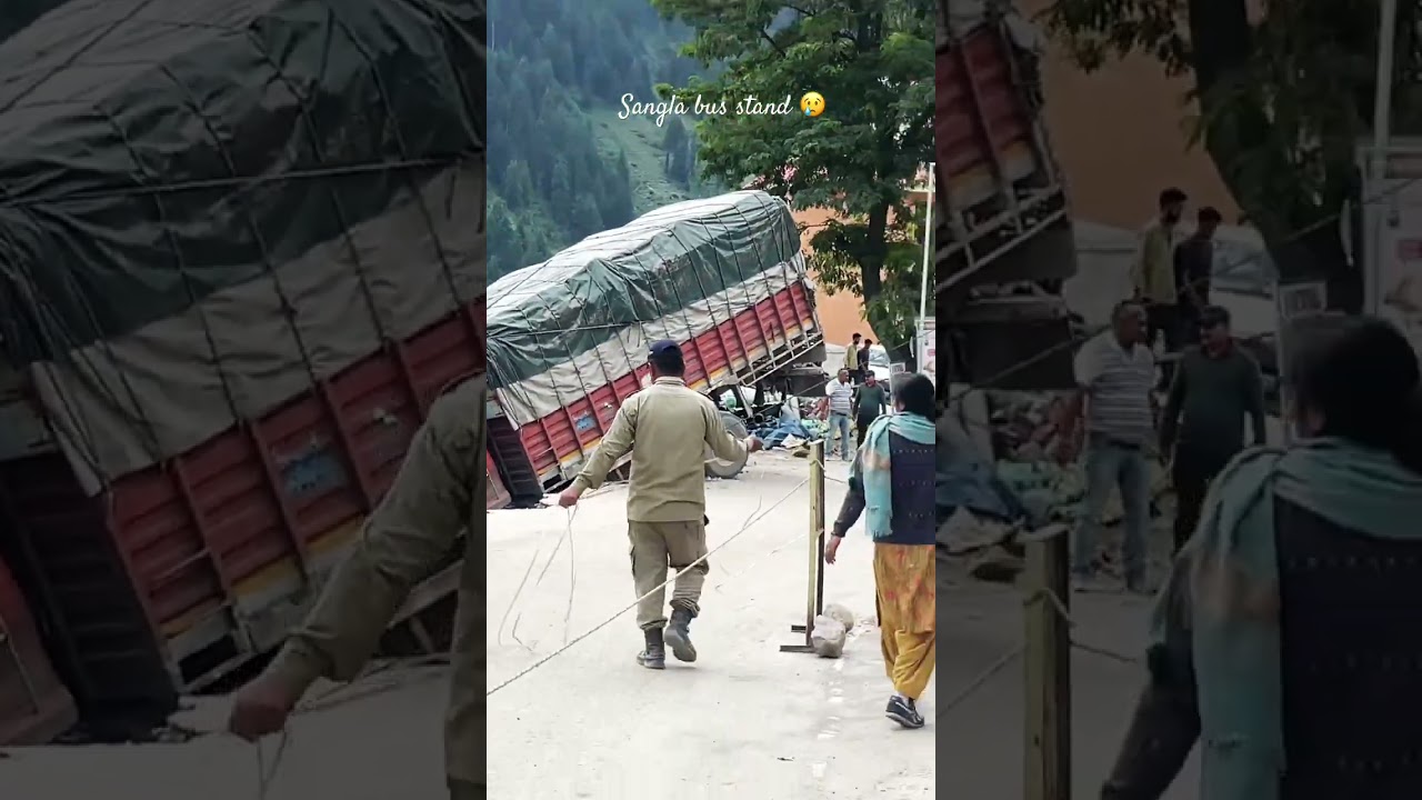 LANDSLIDE IN SANGLA BUS STAND 😭 #travel #kinnaur #sangla #himachal #mountains