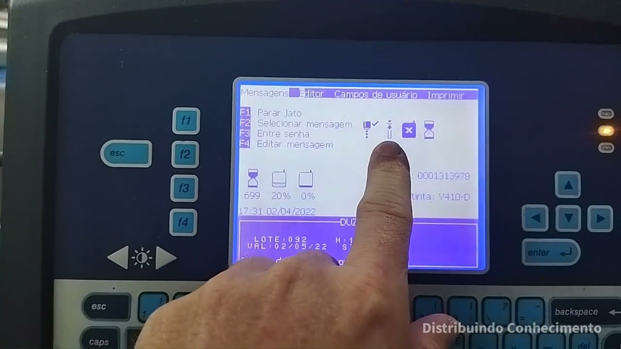 SENSOR DA CAPA DO CANHÃO VIDEOJET PAROU DE DETECTAR, VAMOS DESABILITAR E TRABALHAR