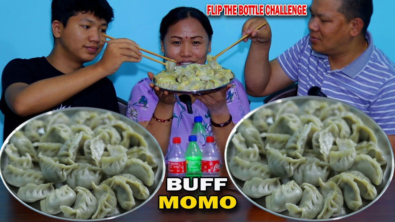 FLIP THE BOTTLE CHALLENGE 😀😀 BUFF MOMO | FUNNY GAME WITH FAMILY 