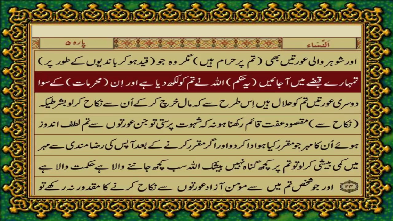 4 SURAH NISA JUST URDU TRANSLATION WITH TEXT FATEH MUHAMMAD JALANDRI HD