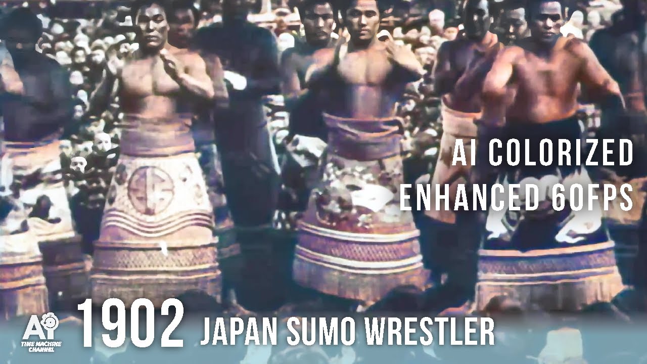 [ #history AI Colorized | 60fps ] 1902, Japan, Sumo wrestler