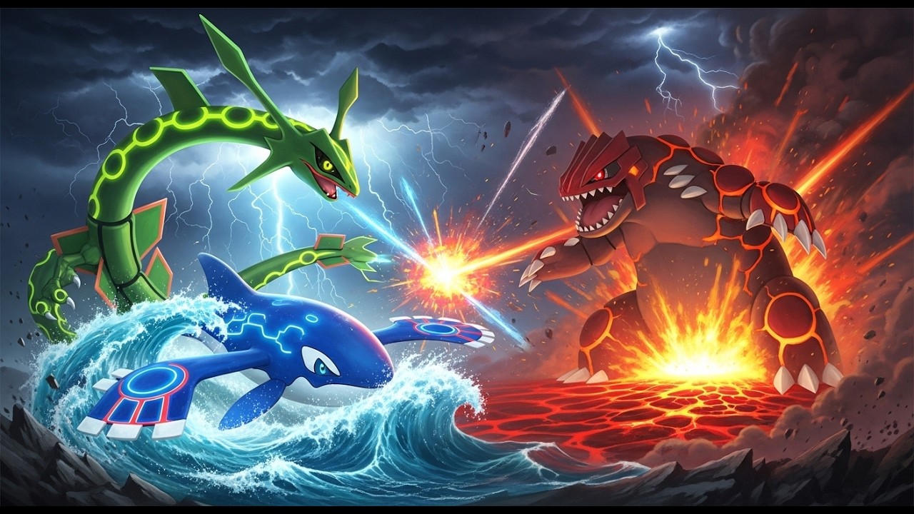 “INSANE REAL-LIFE Pokémon Battle! Rayquaza vs Kyogre vs Groudon – Earth About to Destroy!”