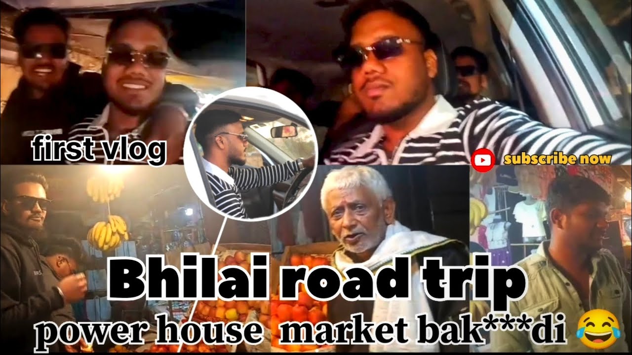 Bhilai road🛣️ trip car 🚗 and power house market bak***di 😂🍌
