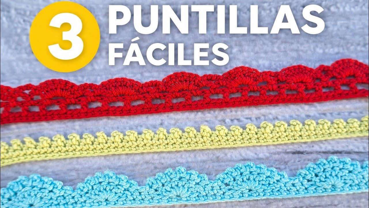 Puntillas a ganchillo fáciles y bonitas | 3 bordes crochet paso a paso