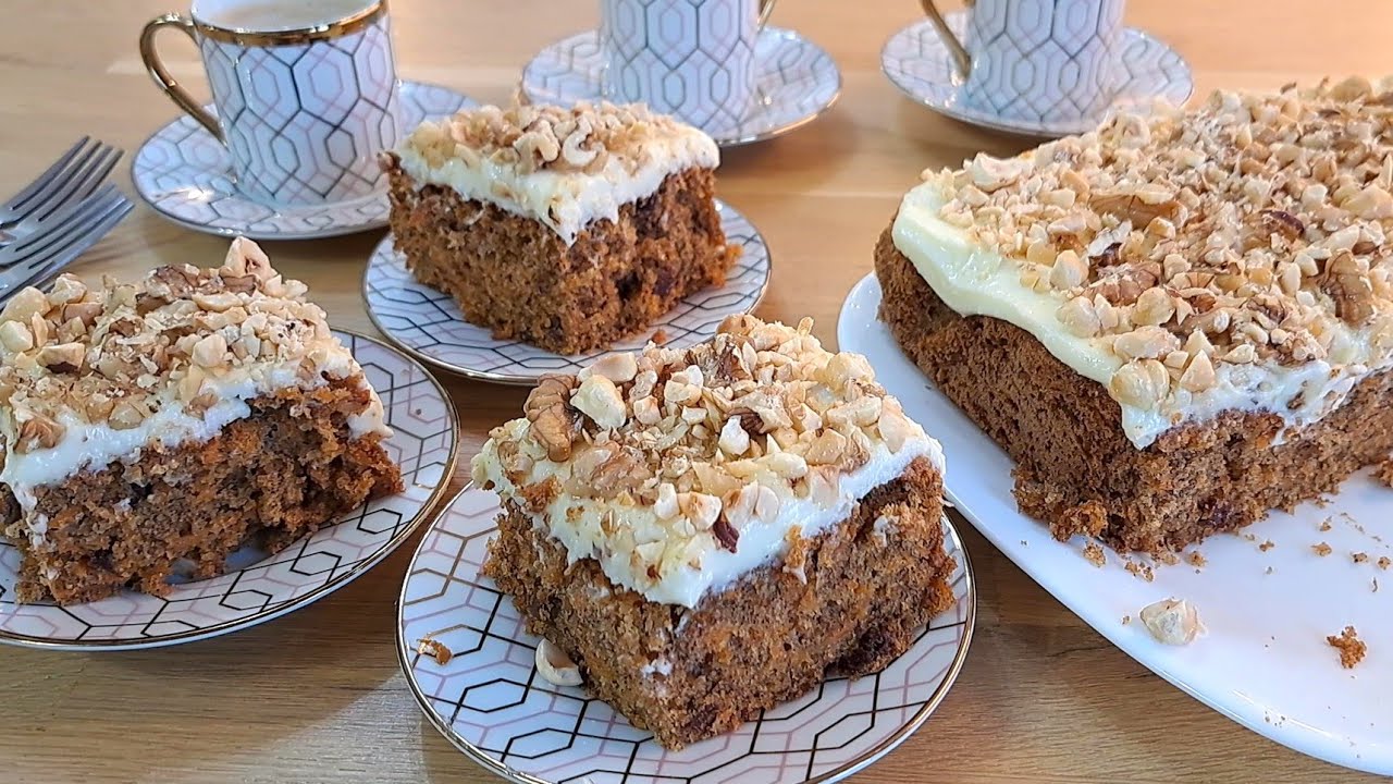 Delicious, fluffy carrot cake. Everyone loved it.