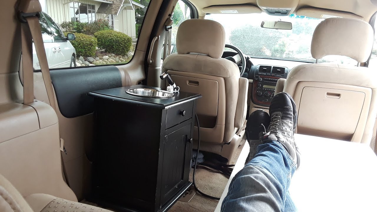 Simple Minivan Conversion with running water, Bed, Sink, Toilet - 2007 Chevy Uplander