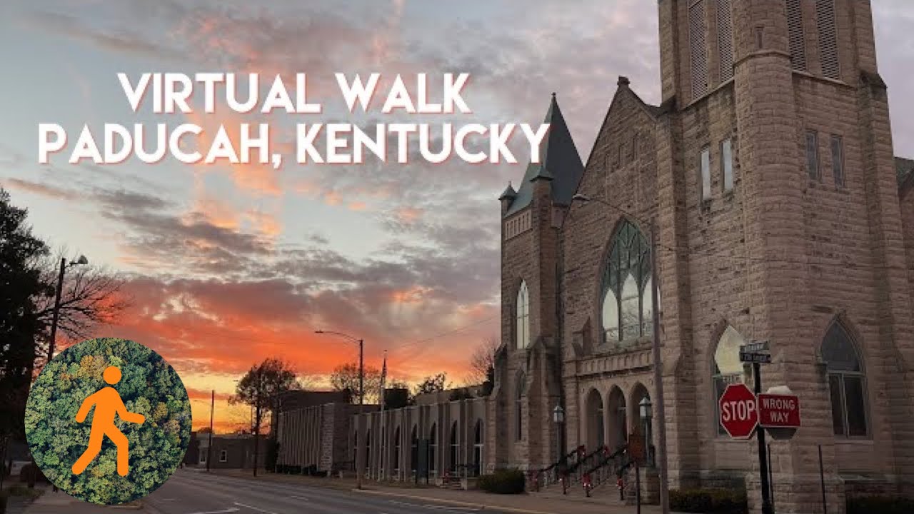 Sunset Walk in Paducah Kentucky - 4K Virtual Walk - Historic River Town
