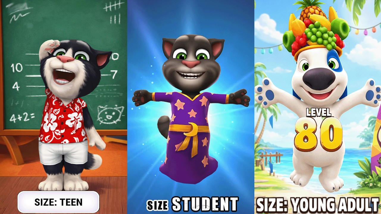 My Talking Tom2 vs My Talking Tom vs My Talking Hank level 80 young Adult Gameplay ios Andriod 2026