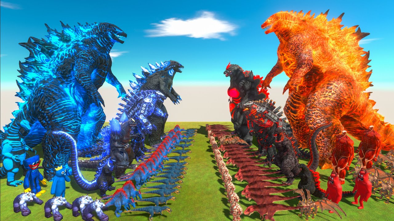 Evolution of Blue Godzilla Ice Frostbite VS Red Evil Itself - Animal Revolt Battle Simulator