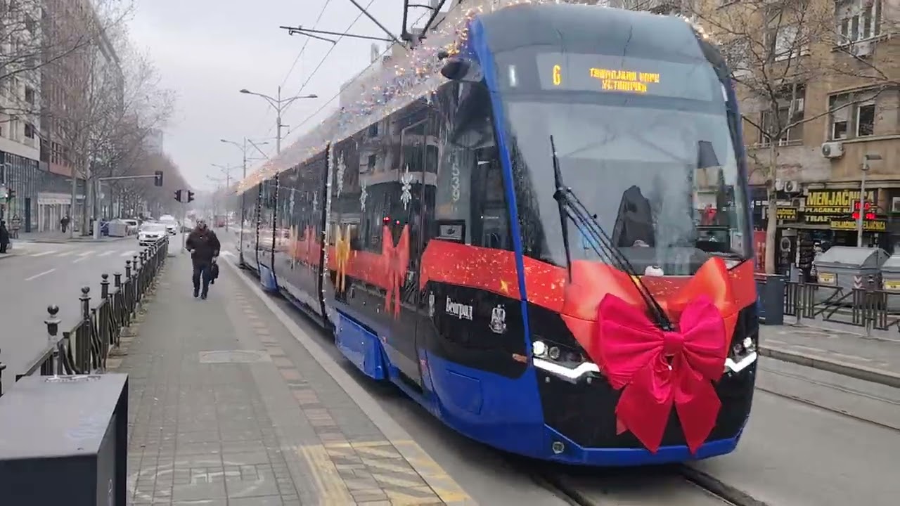 CAF and Bozankaya  Christmas decorated trams Belgrade ..