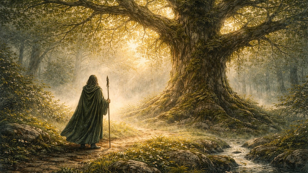 🌳 Whispering Oak Grove | Celtic Forest Ambience & Healing Harp | Deep Relaxation | 1 Hour