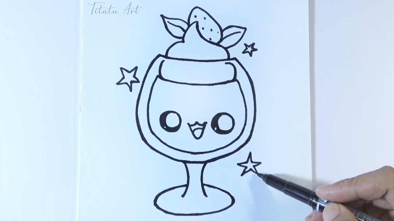 How to draw a cute ice cream glass | Easy Drawing