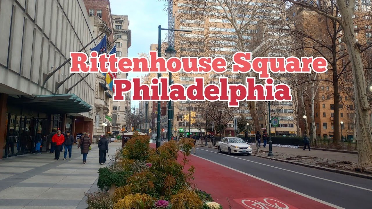 Walking tour inside Rittenhouse Square neighborhood in Philadelphia, Pennsylvania, USA