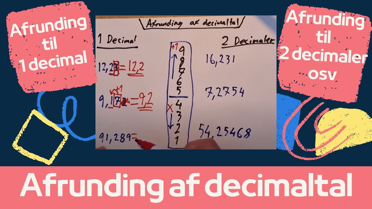 Afrunding af decimaltal - Afrunding til 1 decimal - Afrunding til 2 decimaler - Matematik