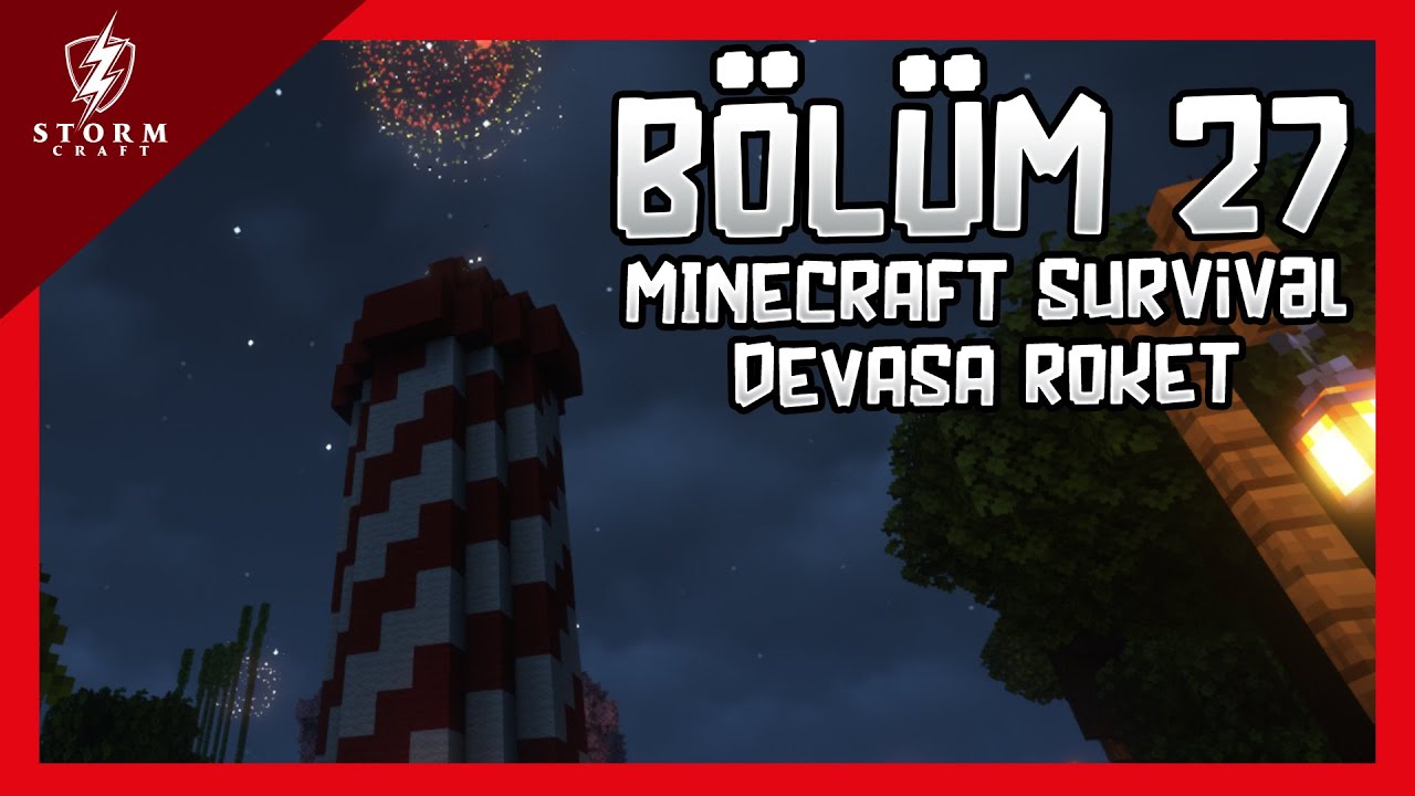 Minecraft Survival • Bölüm 27 • Havayi Fişek Yapımı ve DEV ROKET!!!