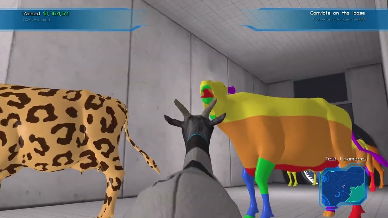 Goat Simulator cow test chambers