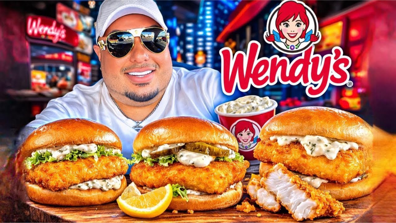 Wendy’s Crispy Panko Alaskan Pollack fish Sandwich Mukbang