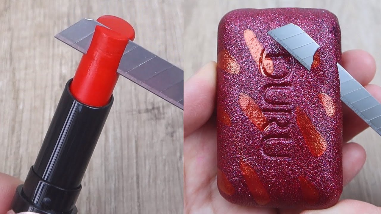 Relaxing Soap Cutting ASMR. Satisfying Soap and lipstick cutting. Corte de jabón - 1213