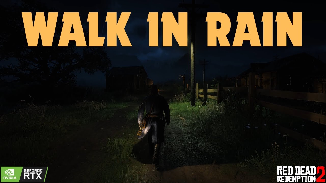Relaxing Late-Night Walk to the Town in The Rain