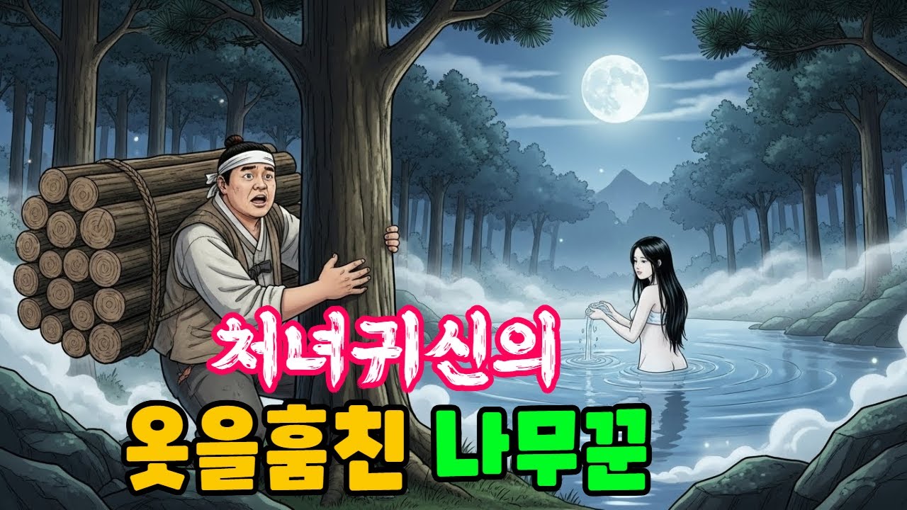 처녀귀신의 옷을 훔친 나무꾼. 