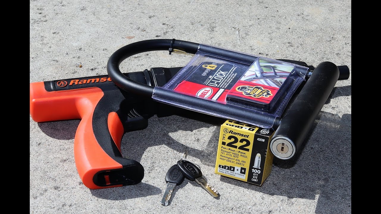 BELL Catalyst 300 Bicycle U-LOCK under RAMSET GUN ATTACK